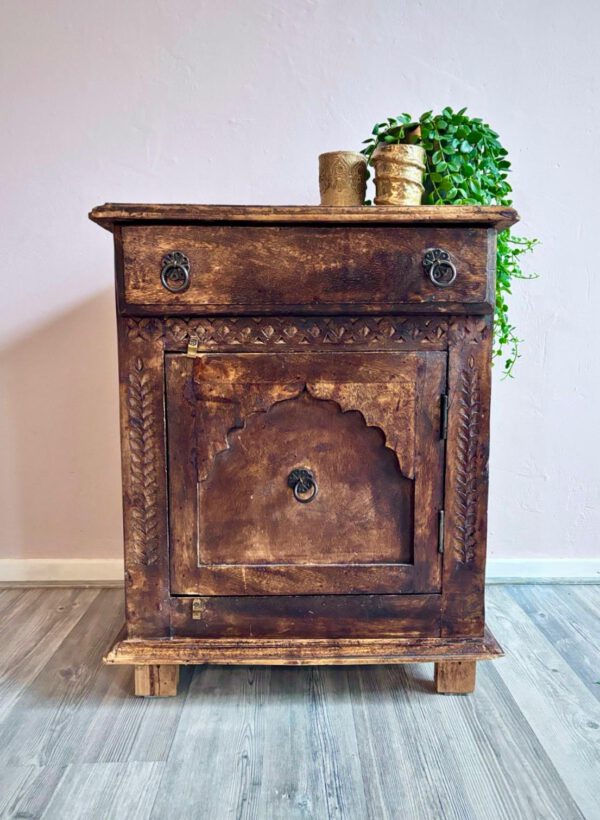 'Madera' - Vintage nachtkastje/ sidetable in houtkleur B45xD39xH55,5 cm