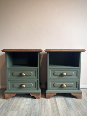 'Wildwood Sage' - Set nachtkastjes groen/ houtkleurig B45,5xD29,5xH58 cm