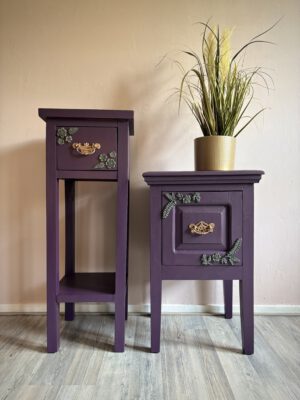 'Gilded Grove' - Donkerpaarse plantentafel met bloemen B31xD31xH82 cm - Afbeelding 9