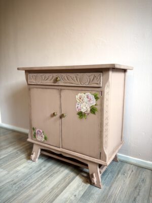'Dusty Rose' - Oudroze kastje met bloemen transfer B65xD35xH64 cm - Afbeelding 8