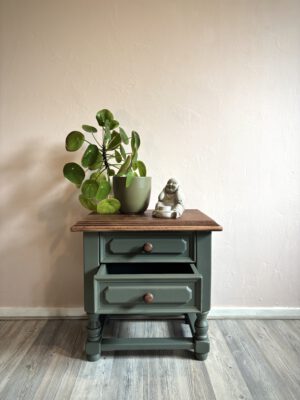 'Little Everwood' - Koloniaal groen/ houtkleurig ladekastje B44,5xD34xH45 cm - Afbeelding 3