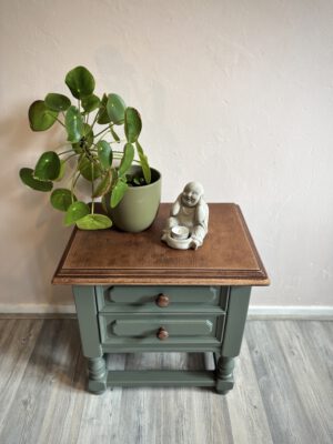 'Little Everwood' - Koloniaal groen/ houtkleurig ladekastje B44,5xD34xH45 cm - Afbeelding 6