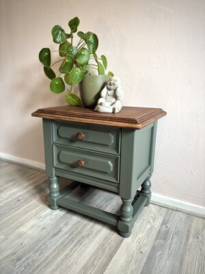 'Little Everwood' - Koloniaal groen/ houtkleurig ladekastje B44,5xD34xH45 cm - Afbeelding 5