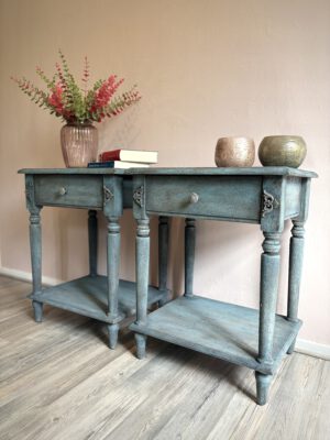 'Aged Grace' - Nachtkastjes met steenachtige finish B48xD40xH61,5 cm - Afbeelding 4