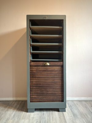 'Magnolia Secret' - Groen/ houtkleurige archiefkast met bloemen B46xD36xH114,5 - Afbeelding 5