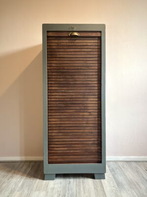 'Magnolia Secret' - Groen/ houtkleurige archiefkast met bloemen B46xD36xH114,5 - Afbeelding 3