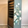 'Magnolia Secret' - Groen/ houtkleurige archiefkast met bloemen B46xD36xH114,5