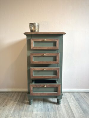 'Dusky Willow' - Groen/ houtkleurig charmant ladekastje B40xD35,5xH76 cm - Afbeelding 3
