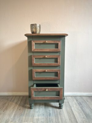 'Dusky Willow' - Groen/ houtkleurig charmant ladekastje B40xD35,5xH76 cm - Afbeelding 2