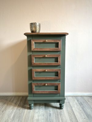 'Dusky Willow' - Groen/ houtkleurig charmant ladekastje B40xD35,5xH76 cm