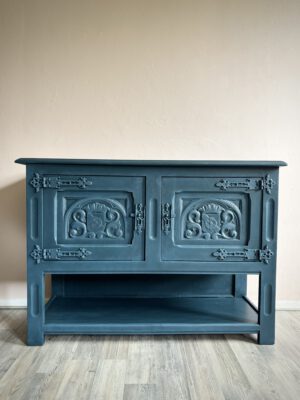 'Indigo Mist' - Donkerblauw koloniaal dressoir B99,5xD40xH70 cm - Afbeelding 9